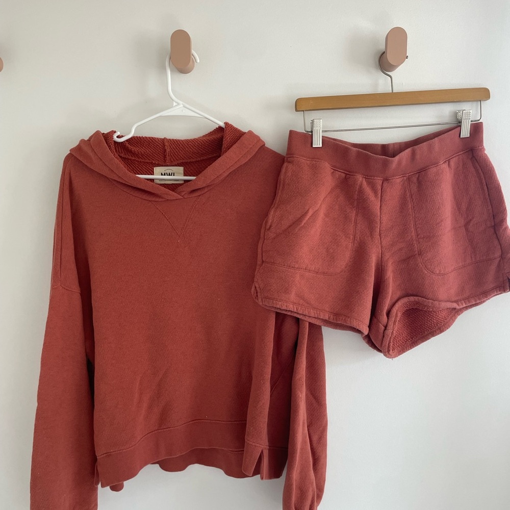 Madewell Terracotta Hoodie and Shorts Set